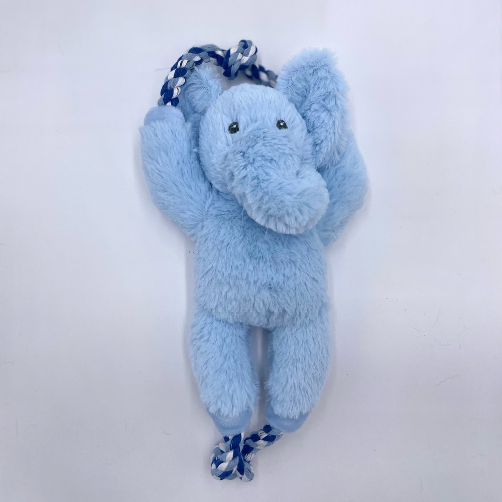 Blue Elephant Dog Toy Squeaky Rope Plush Dog Toy